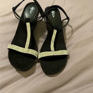 Elegant Black and Rhinestone Women's Sandals